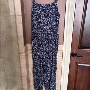 Old Navy Navy Floral Jumpsuit